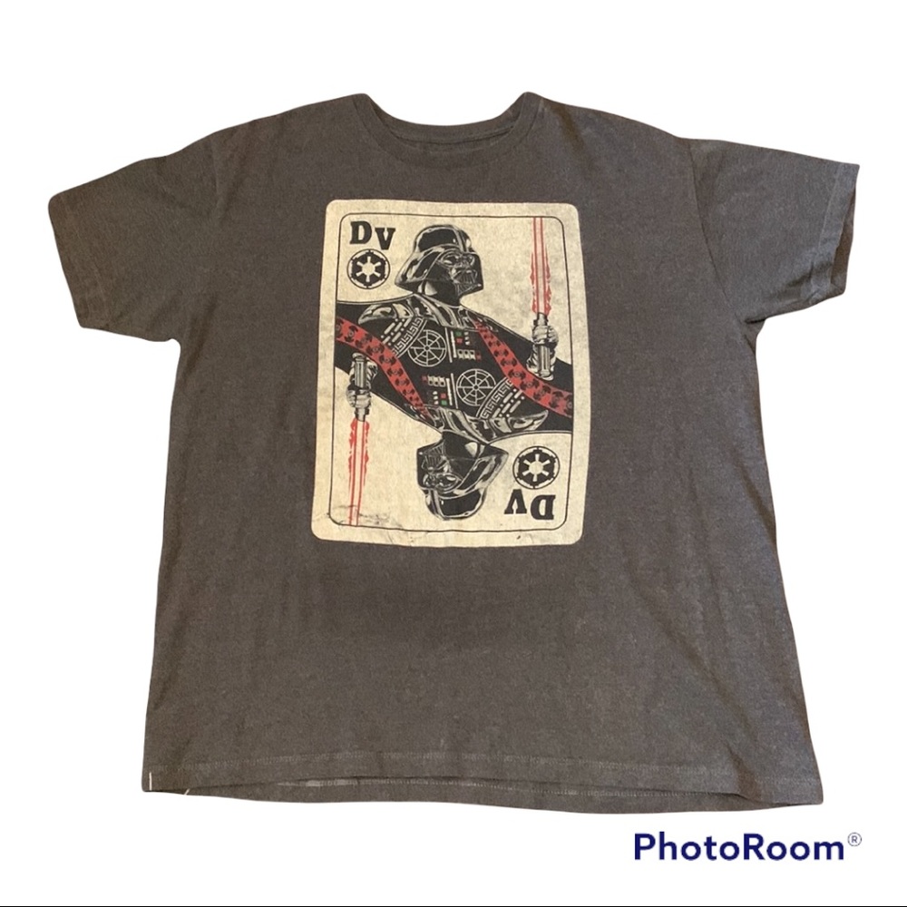 STAR WARS DARTH VADER PLAYING CARD GRAY TEE MENS XL